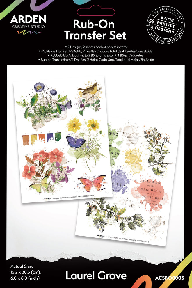 Arden Creative Studio Laurel Grove 6in x 8in Rub-On Transfer Set