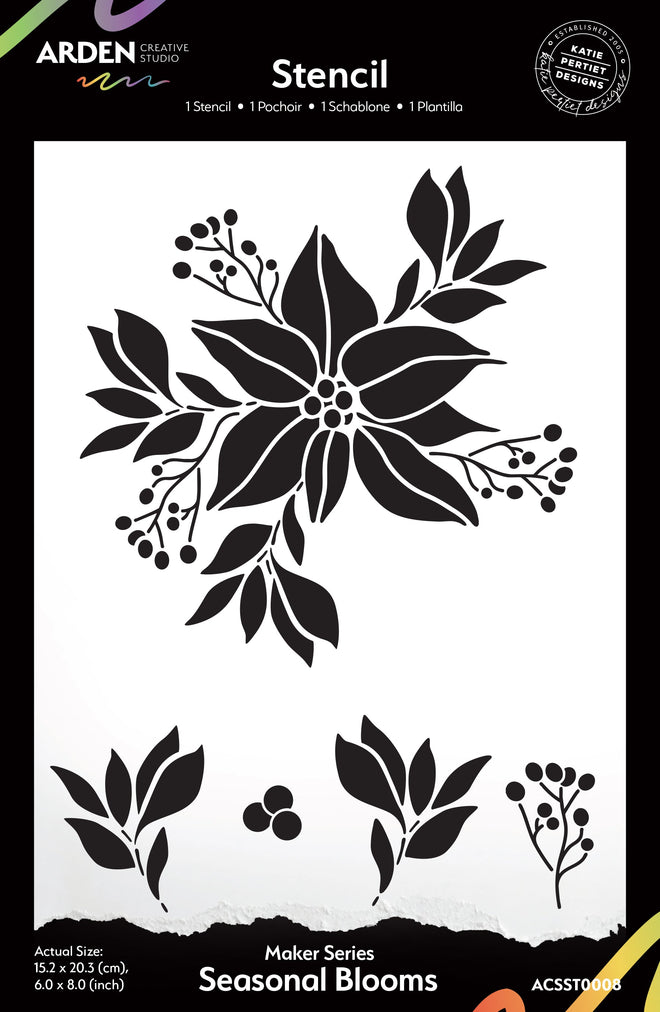 Arden Creative Studio Maker Series Seasonal Blooms 6in x 8in Stencil
