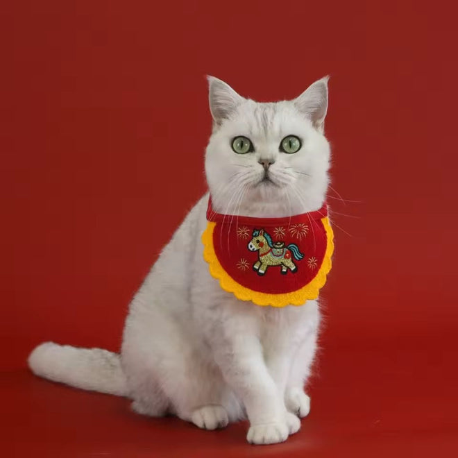 Fortune Blessing Chinese New Year Pet Bib | Dog & Cat Lunar Accessory