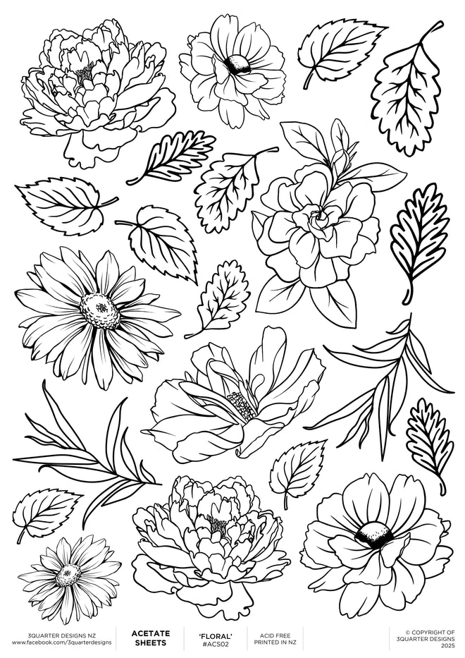 3Quarter Designs A4 Acetate - Floral