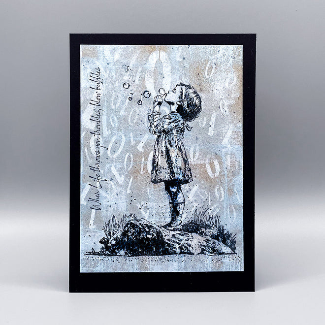 Binary 8x8 Mixed Media Stencil by Andy Skinner