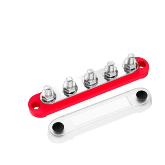Bus Bar -5X  5/16”Post(M8), RED color with Cover
