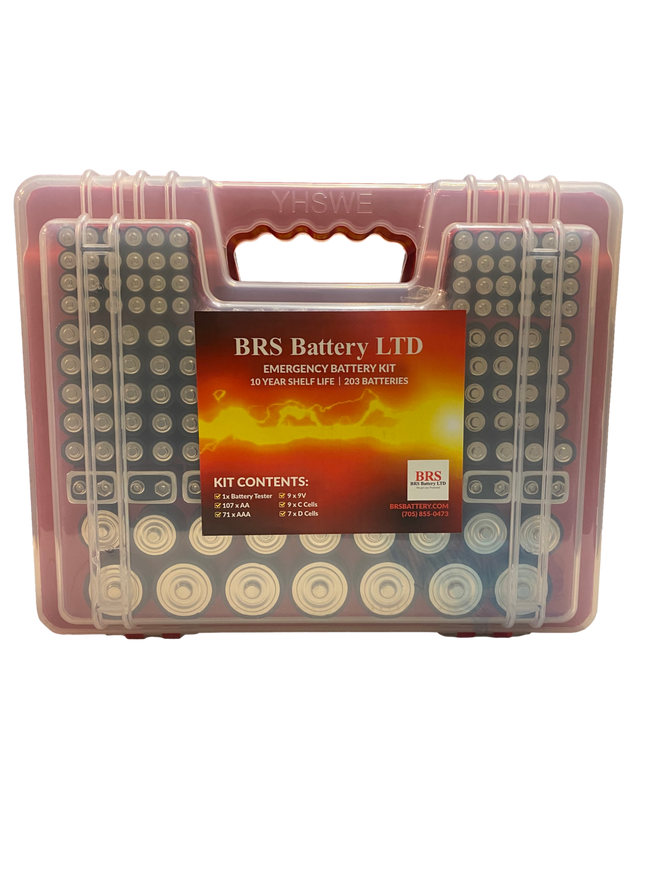 BRS Emergency Battery Kit: 203 Alkaline Batteries + Tester