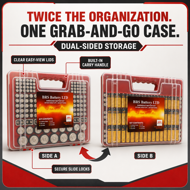 BRS Emergency Battery Kit: 203 Alkaline Batteries + Tester