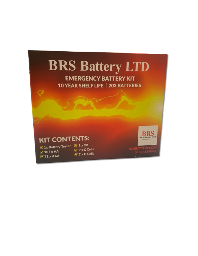 BRS Emergency Battery Kit: 203 Alkaline Batteries + Tester
