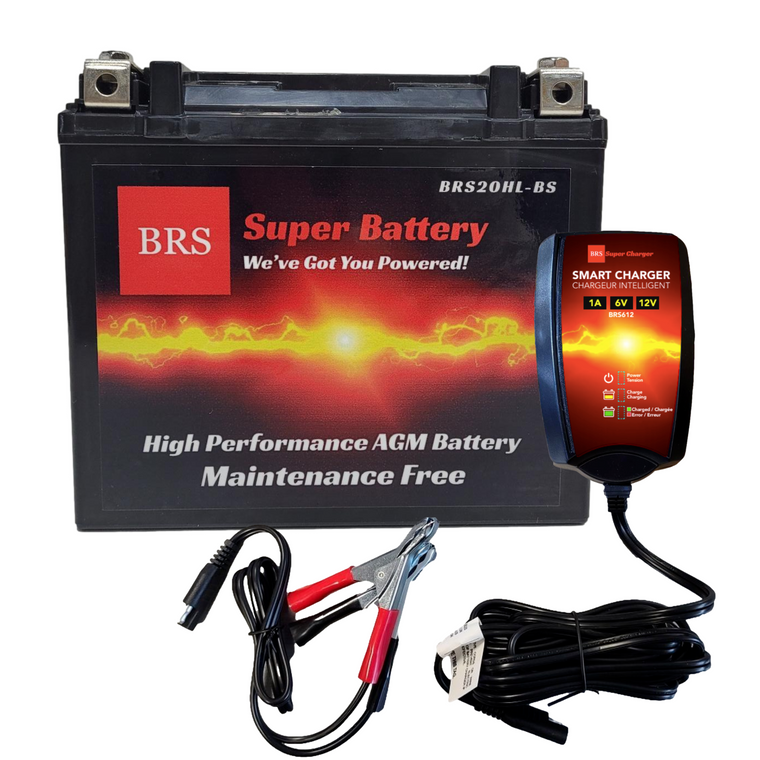 BRS20HL-BS 30 Day Warranty Battery & Smart Charger / Maintainer Combo Bundle Kit