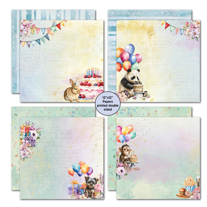 3Quarter Designs Birthday Wishes 12x12 Design Paper & Diecuts Set