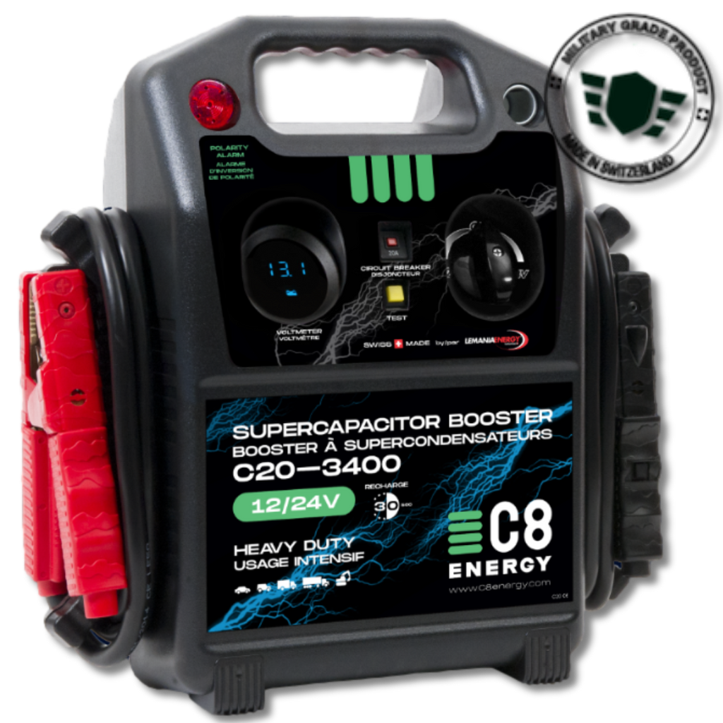 C8 Energy C20-ST-3400 12/24V Supercapacitor Jump Starter – Heavy