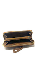 Portefeuille en cuir véritable Tan, Carla
