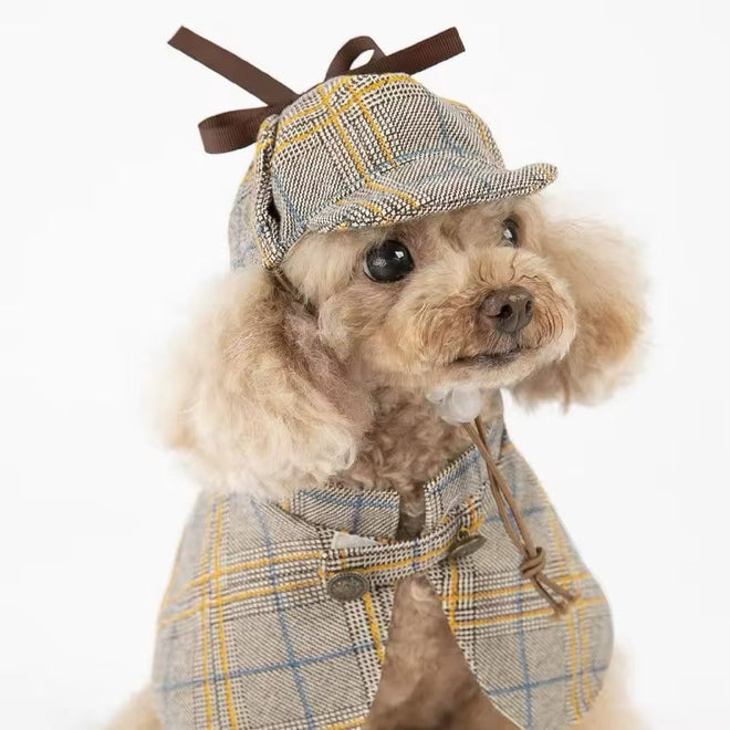 Purrrrelock Holmes Dog Cape Set | Plaid Pet and Dog Outfit