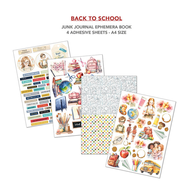 Back To School Junk Journal & Ephemera Book A4 32/Pkg