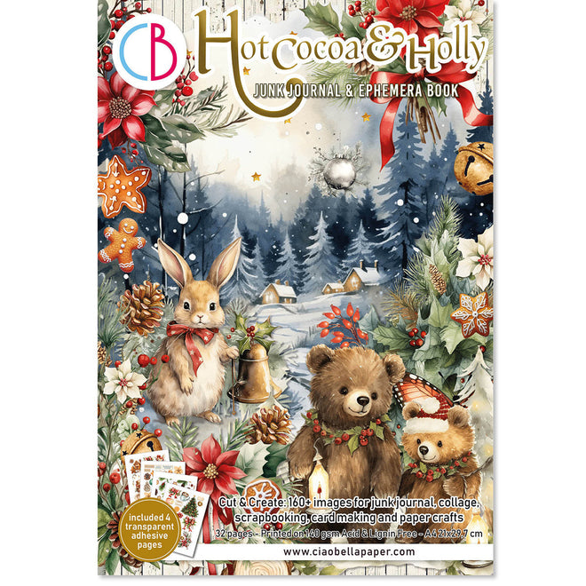 Hot Cocoa & Holly Junk Journal Ephemera Book A4 32/Pkg