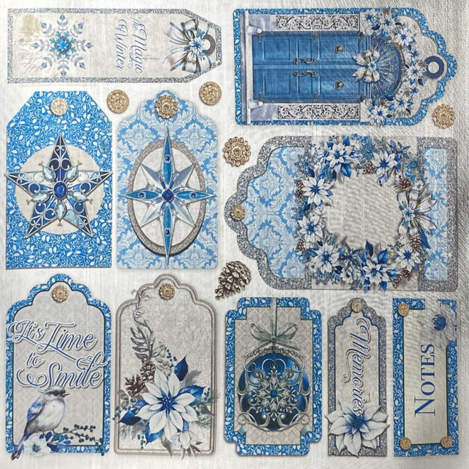 Deluxe Elegance of Blue Paper Silver 6"x6" 5/Pkg