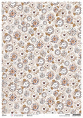 Rice Paper A3 Piuma Pinecones' round the clocks - 3 Sheets