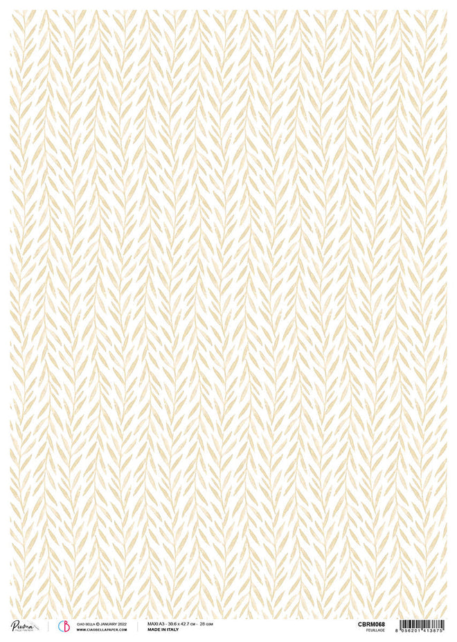 Ciao Bella Rice Paper A3 Piuma Feuillage - 3 Sheets