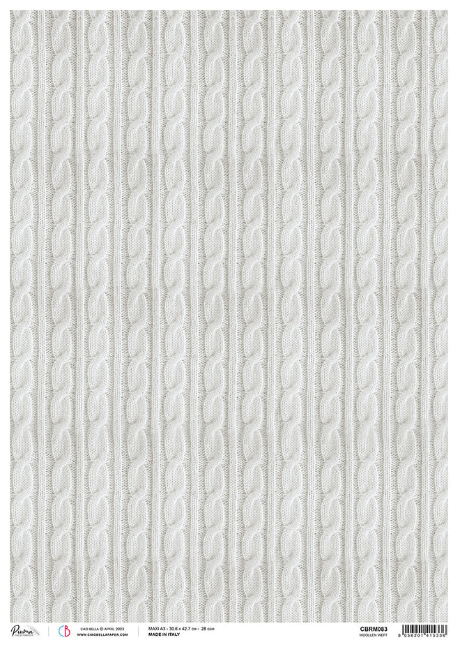 Ciao Bella Rice Paper A3 Piuma Woollen Weft - 3 Sheets