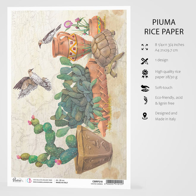 Ciao Bella Rice Paper A4 Cactus Garden