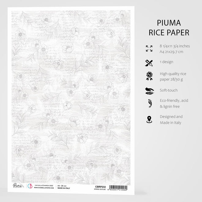 Ciao Bella Rice Paper A4 Spring Outline