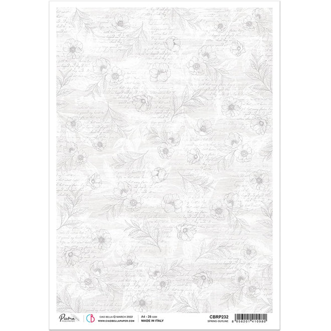 Ciao Bella Rice Paper A4 Spring Outline