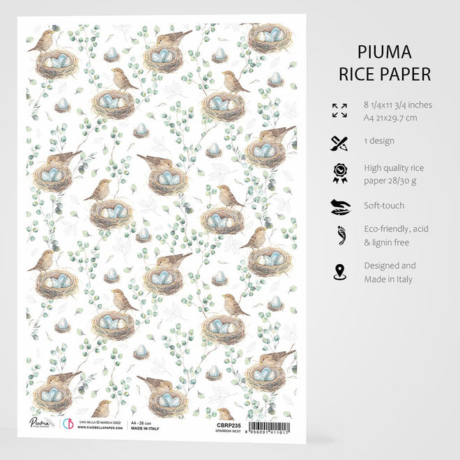 Ciao Bella Rice Paper A4 Sparrow Nest