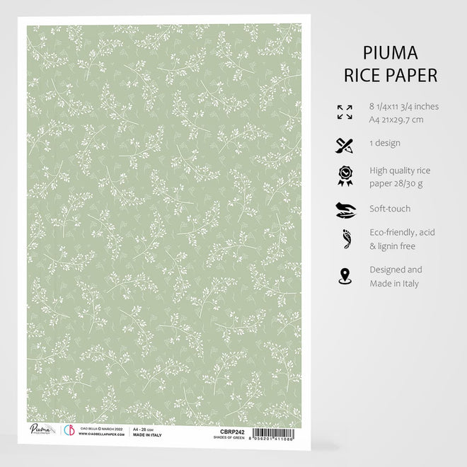 Ciao Bella Rice Paper A4 Shades Of Green