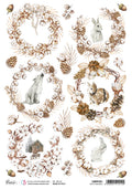 Rice Paper A4 Piuma White garlands - 5 Sheets