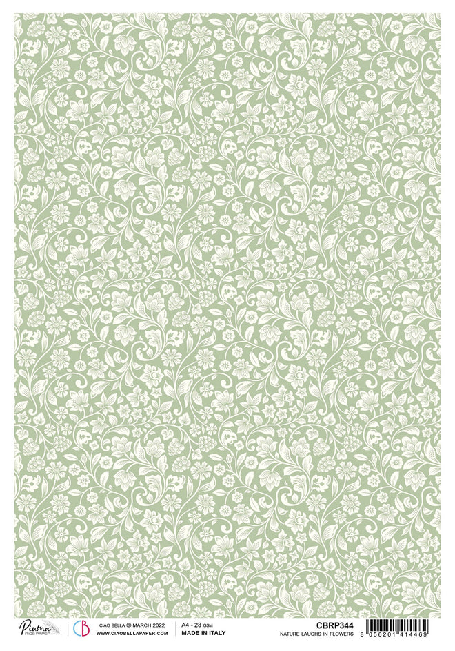 Ciao Bella Rice Paper A4 Piuma Nature Laughs In Flowers - 5 Sheets