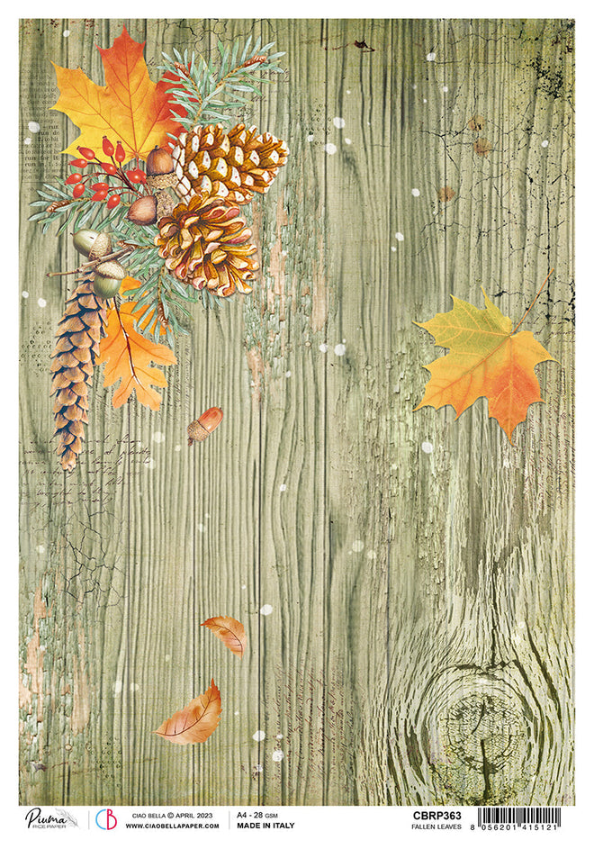 Ciao Bella Rice Paper A4 Piuma Fallen Leaves - 5 Sheets