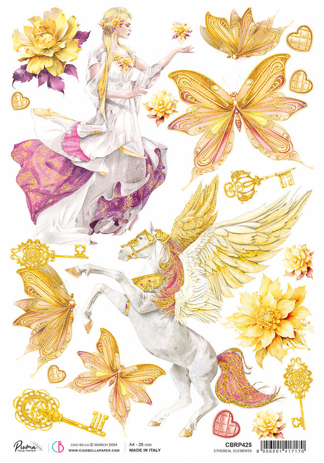 Rice Paper A4 Piuma Ethereal Elements - 5 Sheets