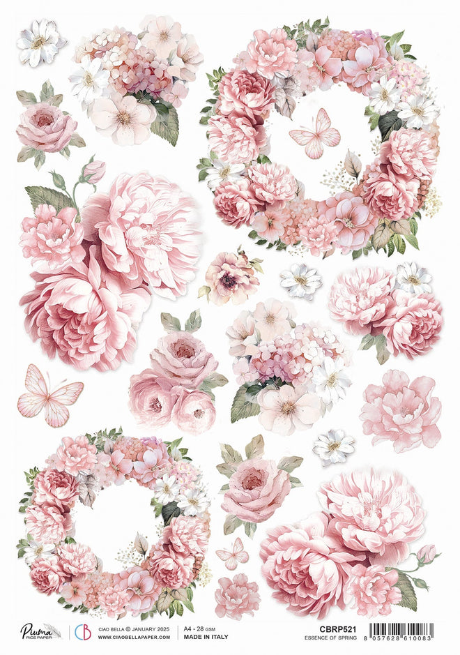 Rice Paper A4 Essence of Spring - 5 Sheets
