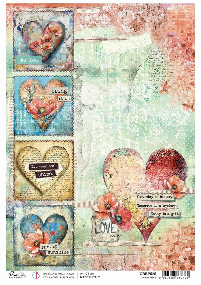 Rice Paper A4 Love is here - 5 Sheets