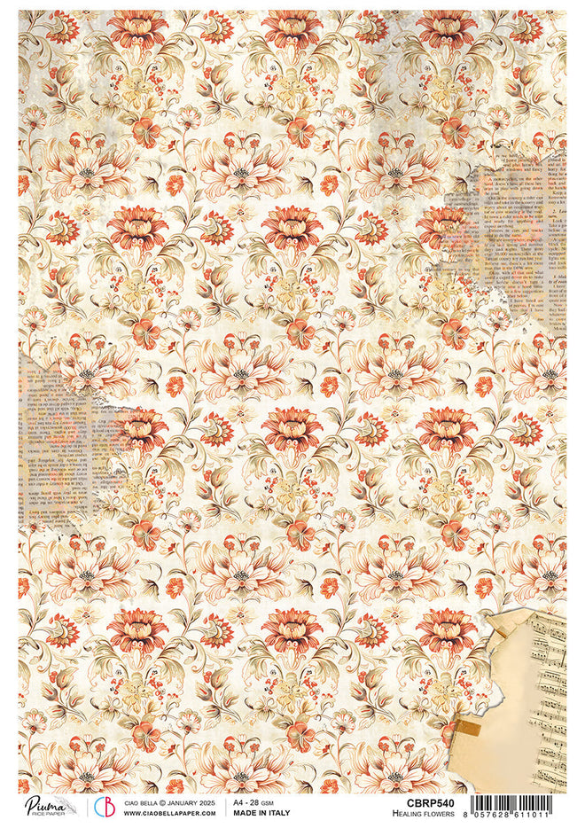 Rice Paper A4 Healing Flowers - 5 Sheets