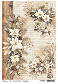 Rice Paper A4 White Poinsettia - 5 Sheets
