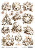 Rice Paper A4 Winter Season Elements - 5 Sheets