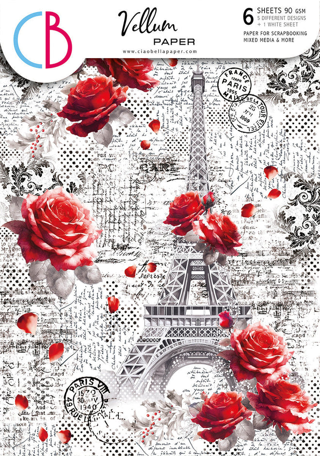 Vellum Paris Je t’aime Paper Patterns A4 6/Pkg