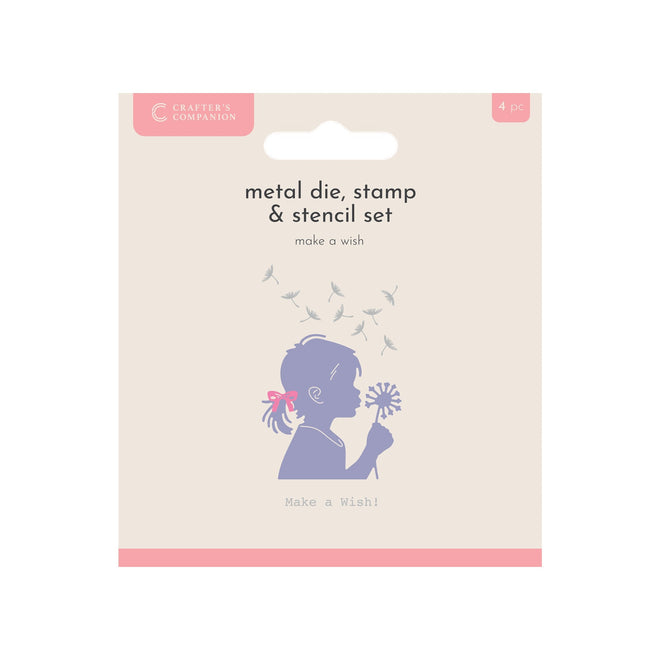 Crafters Companion Metal Die, Stamp & Stencil Set - Make a Wish