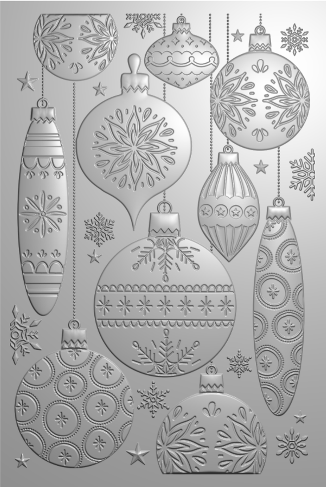 Crafter's Companion Retro Christmas Collection 6"x4" 3D Embossing Folder - Baubles