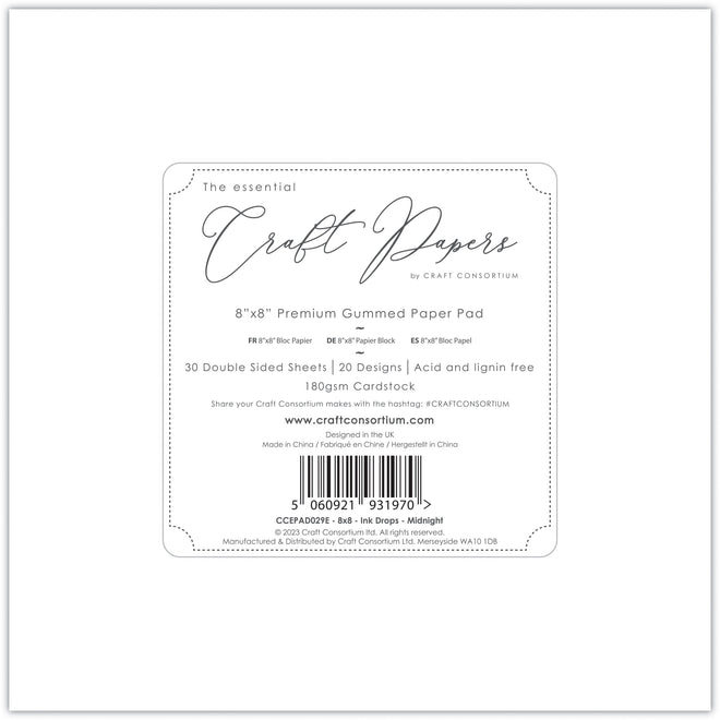 Craft Consortium - Ink Drops - Midnight - 8x8