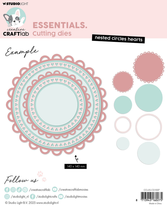 CCL Cutting Die Nested Circles Hearts Essentials 8 Pieces