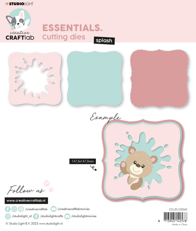 CCL Cutting Die Square Splash Essentials 150x150x1mm 7.87x6.69x0.04 inch 4 PC nr.540