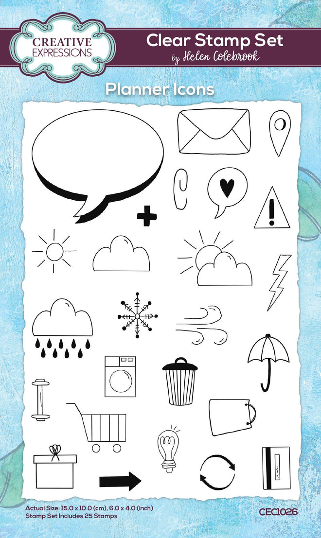 Creative Expressions Helen Colebrook Planner Icons 6 in x 4 in Clear Stamp Set