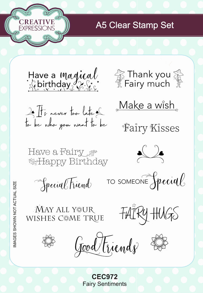 Creative Expressions Fairy Sentiments A5 Clear Stamp Set