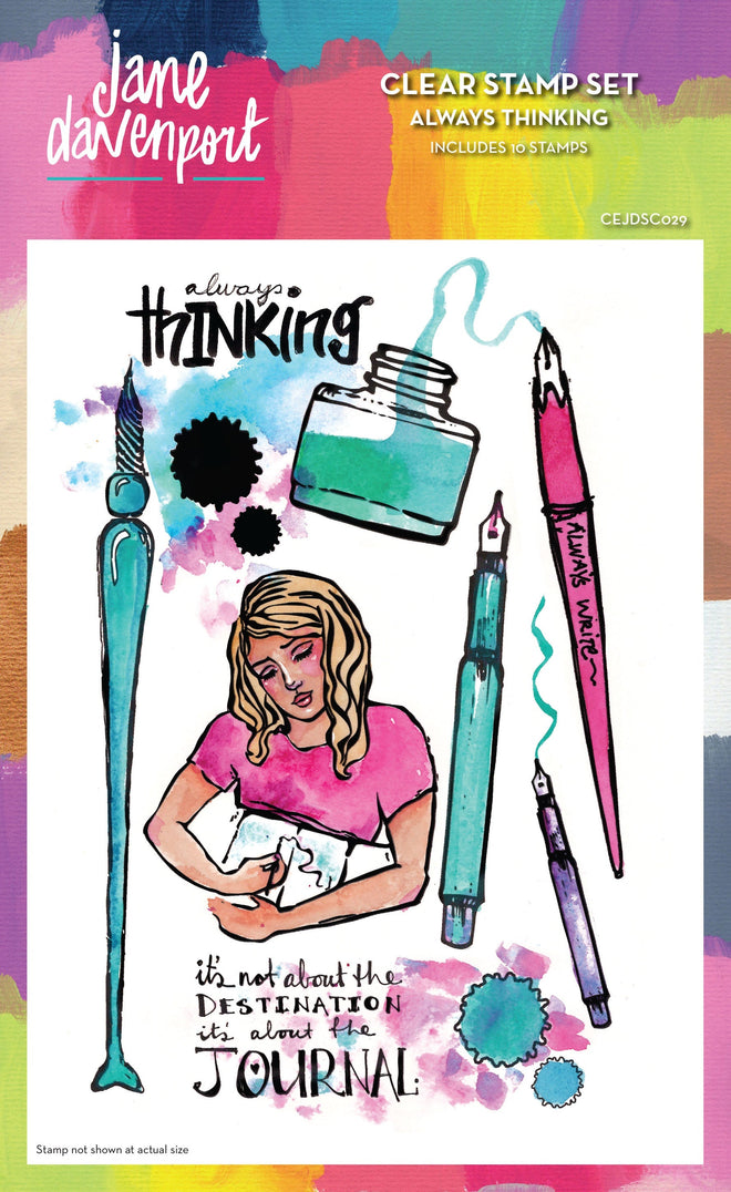 Creative Expressions Jane Davenport Always Thinking 6 in x 8 in Clear Stamp Set