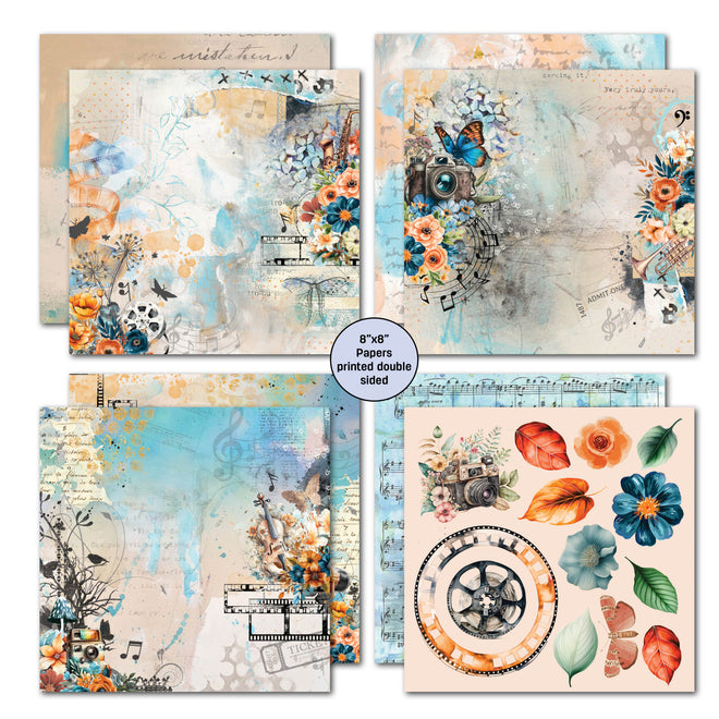 3Quarter Designs Cerulean Score 8x8 Paper Pack