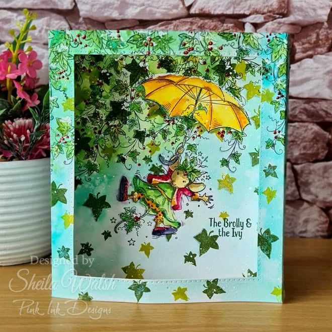 Pink Ink Designs The Brolly & The Ivy 6 in x 8 in Clear Stamp Set