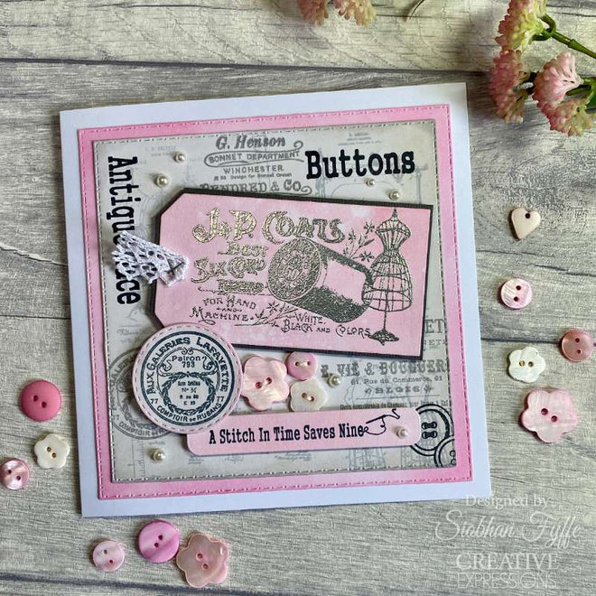 Creative Expressions Taylor Made Journals Sewing 6 in x 8 in Clear Stamp Set