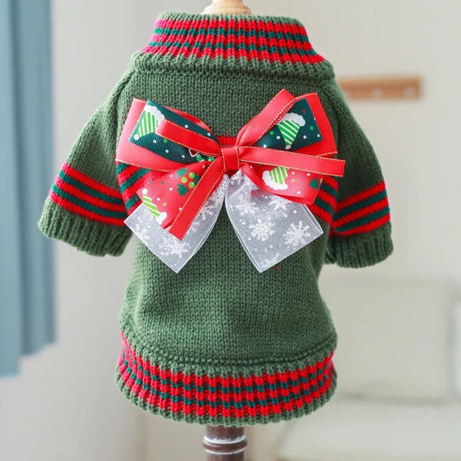 Holiday Gift Box Dog Sweater | Christmas Dog Knitwear