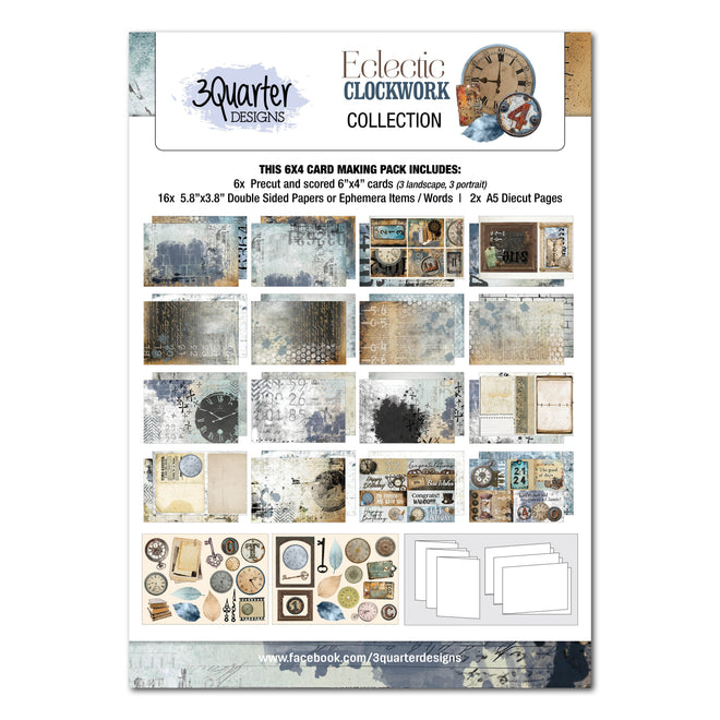 3Quarter Designs Eclectic Clocks 6x4 Card Pack