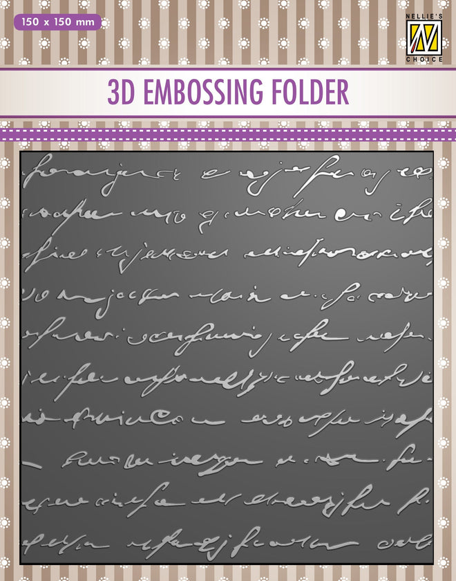 Nellie's Choice 3D Embossing Folder - Writing