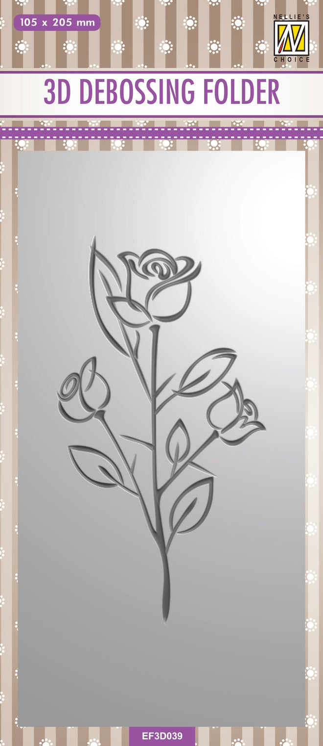 Nellie's Choice 3D Debossing Folder Slimline - Rose